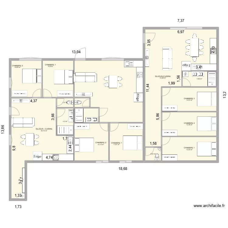 Decoupe appart lissac avec meuble. Plan de Decoupe appart lissac avec meuble. Plan de