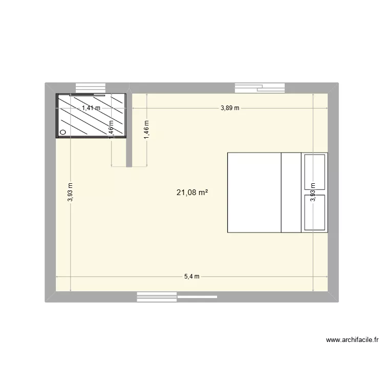 RDC ROCHES MAIGRES. Plan de 1 pièce et 21 m²