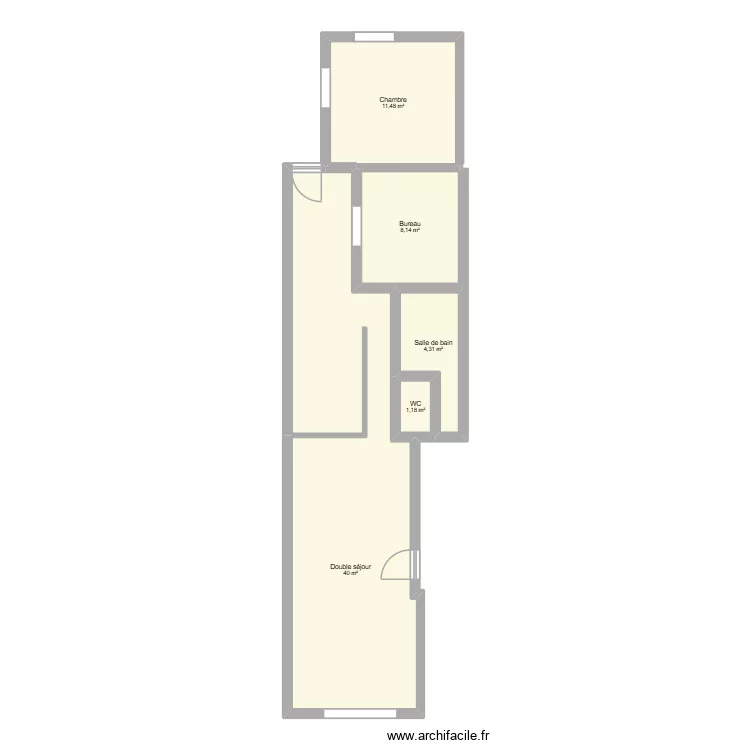 398 ansquin. Plan de 5 Pièces et 65 m²