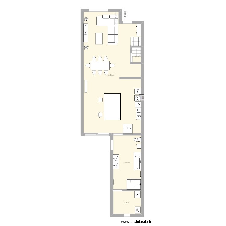 Maison. Plan de 4 pièces et 80 m2