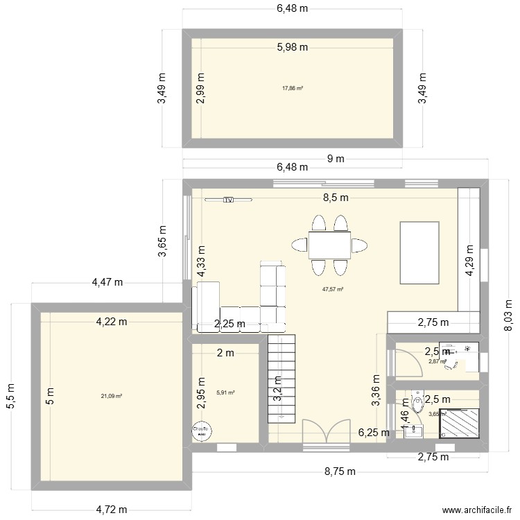 PLAN DEFINITIF. Plan de 6 pièces et 99 m2