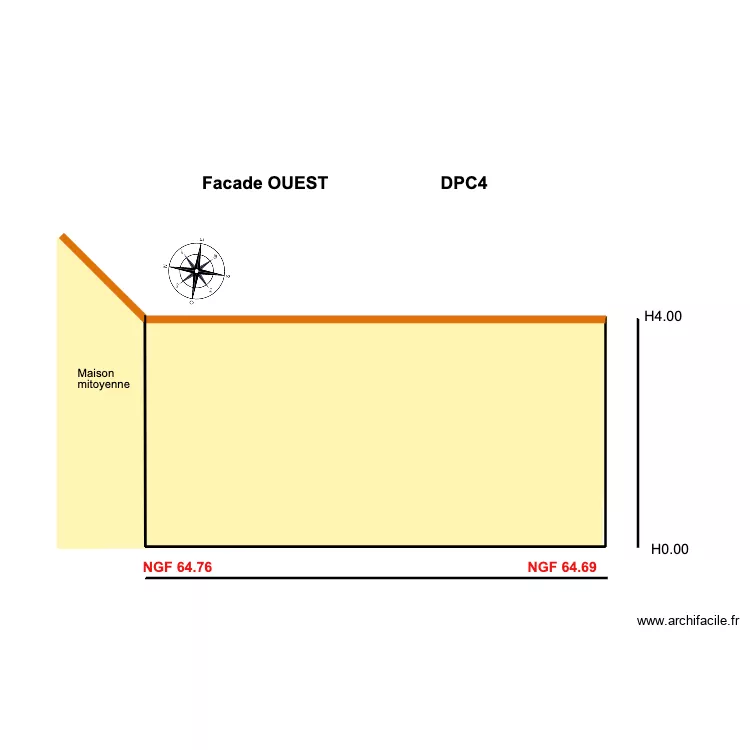 Facade OUEST     garage. Plan de 
