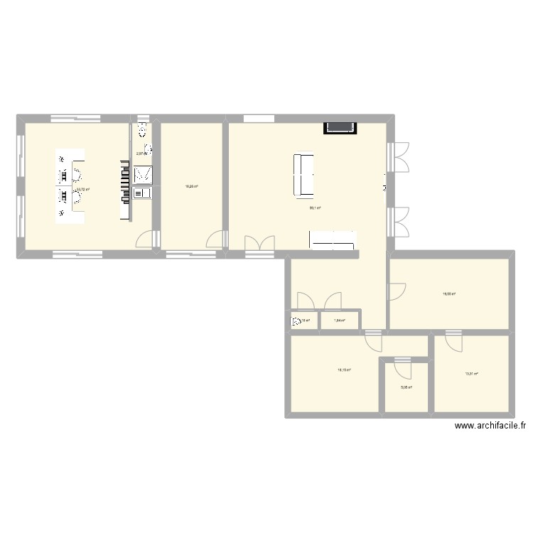 Marcy extension v1 bureau. Plan de 10 pièces et 173 m2