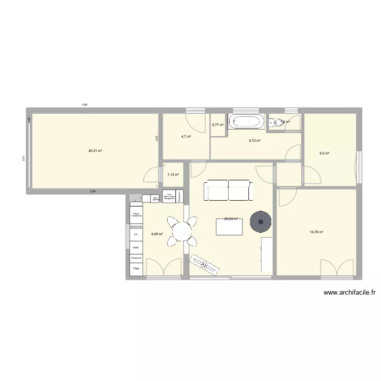 Cuisine avec ouverture. Plan de Cuisine avec ouverture. Plan de