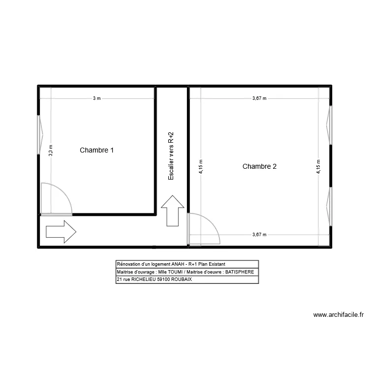 PLAN EX R+1 TOUMI. Plan de 2  et 25 m²