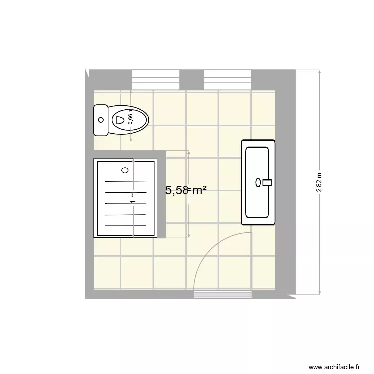 SDB. Plan de 1 Pièce et 6 m² SDB. Plan de 1 Pièce et 6 m²