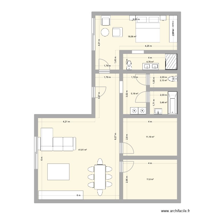 dfhhh. Plan de 8 pièces et 98 m2