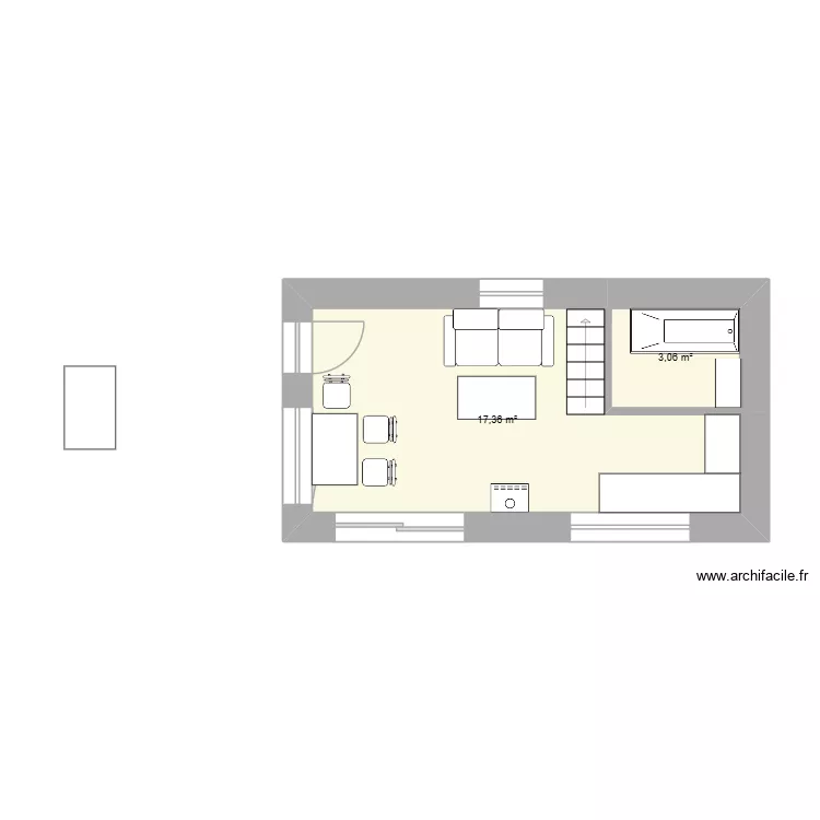 CABANE POL MANSARD 7M50. Plan de 4 et 31 m² CABANE POL MANSARD 7M50. Plan de 4 et 31 m²