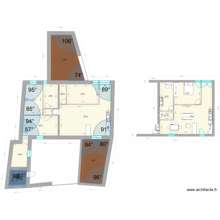 Maison Brandy-bas V3 - 60 m&sup2;. Plan de 