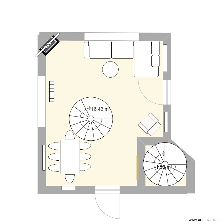 SALON NANGIS. Plan de 2 pièces et 18 m2