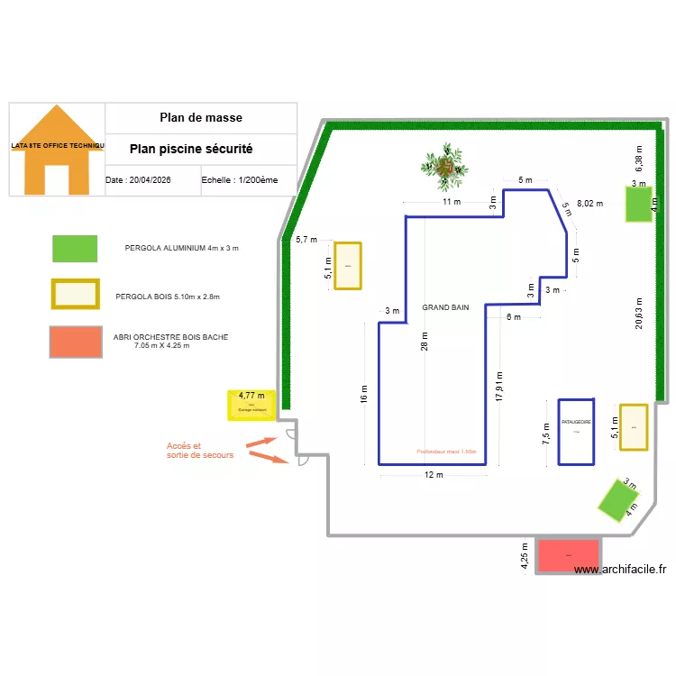 plan prevention s&eacute;curit&eacute;. Plan de 5  et 96 m²