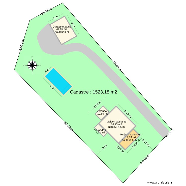 Plan_de_masse. Plan de 5 pièces et 160 m2