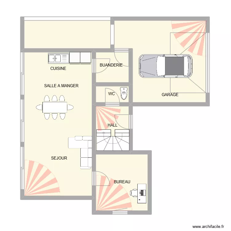 PLAN RDC DECRUYENAERE. Plan de 6  et 78 m²