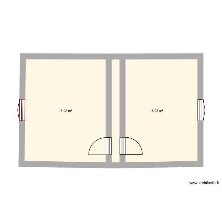 Agrandissement. Plan de 2 pièces et 36 m2
