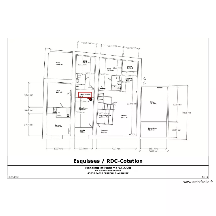 Maison M&eacute;lina SF RDC. Plan de 