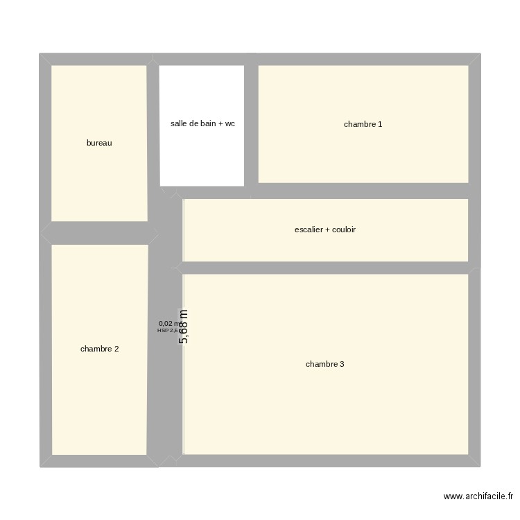 plan étage projet 1. Plan de 7 pièces et 69 m2