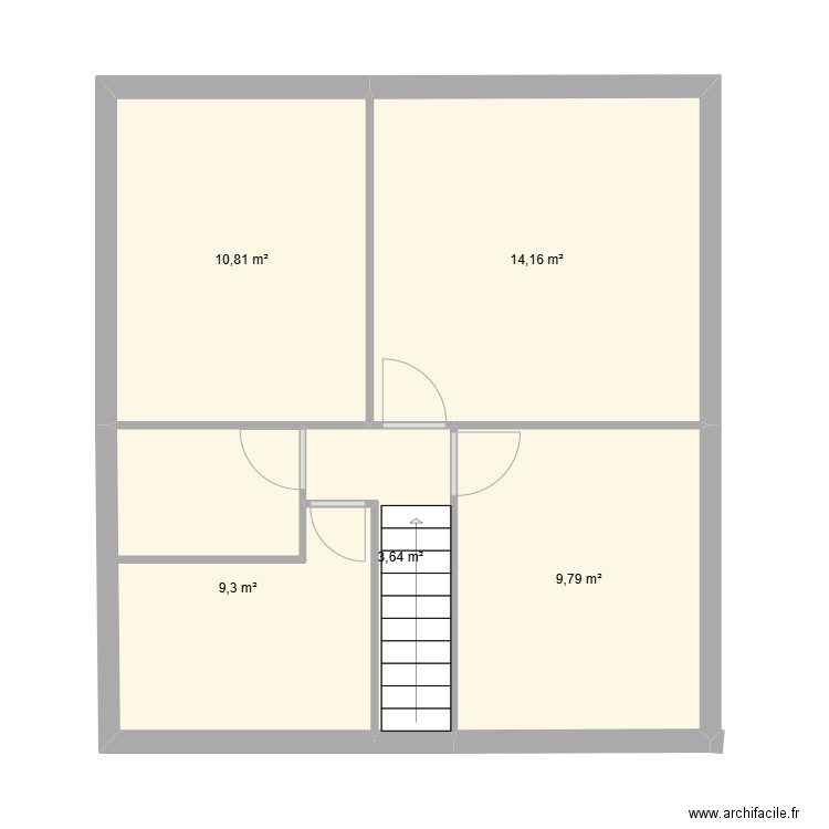 Etage maison. Plan de 5 pièces et 48 m2