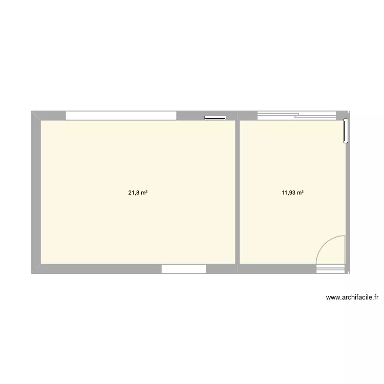 Projet salon salle &agrave; manger. Plan de 2  et 34 m²
