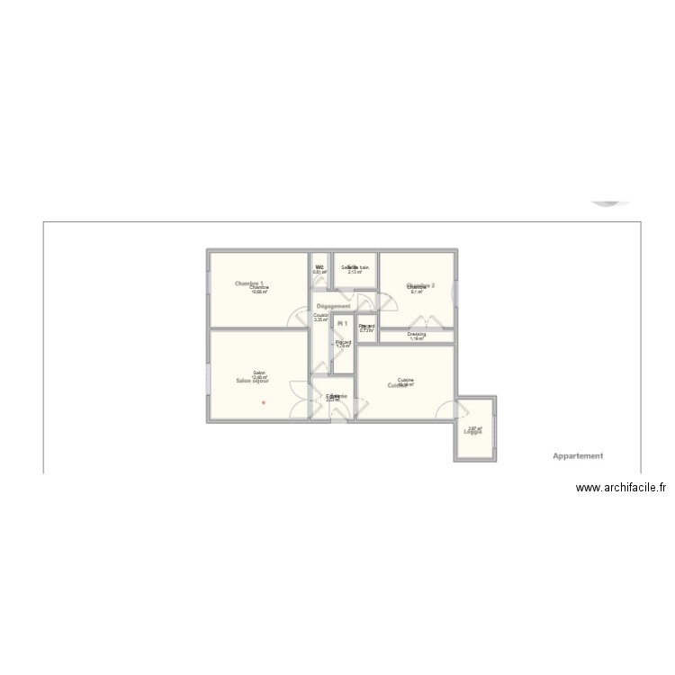 Mouchotte. Plan de 12 pièces et 57 m2