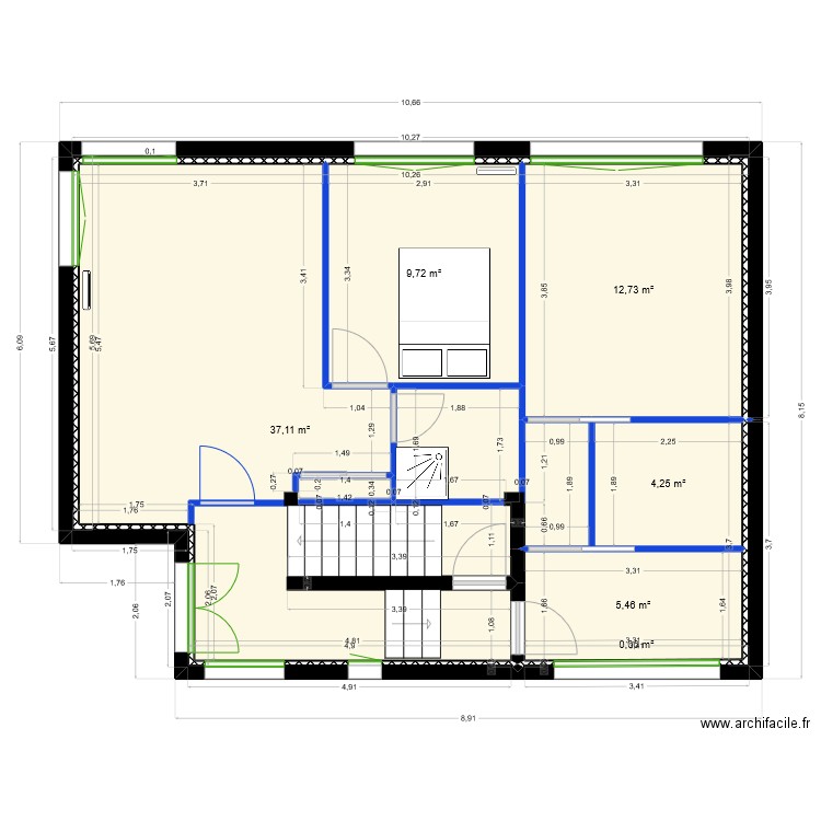 RDC plan ANTONY v3  projet. Plan de 7 pièces et 69 m2