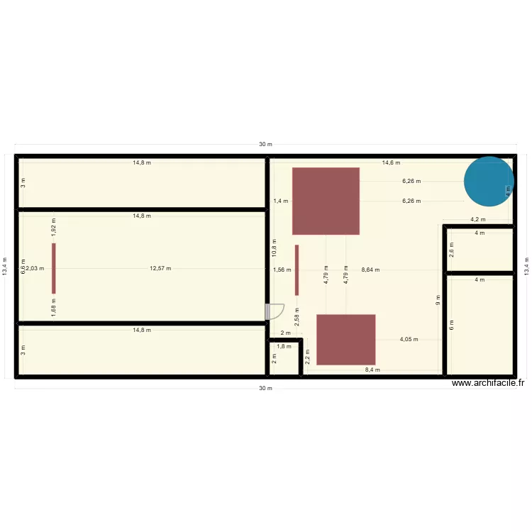 plan Mountezah Aeroport V2. Plan de 7  et 372 m²