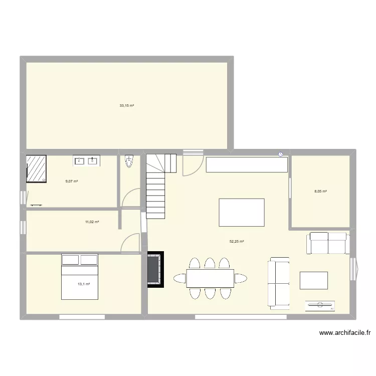 MAISON. Plan de 6 pièces et 127 m²