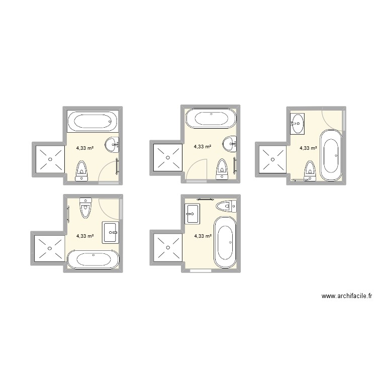 SDB Magels. Plan de 5 pièces et 22 m2