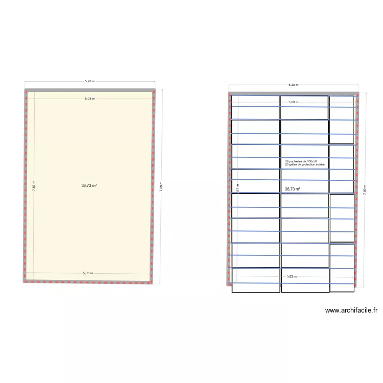Pergola patio. Plan de 2  et 77 m²