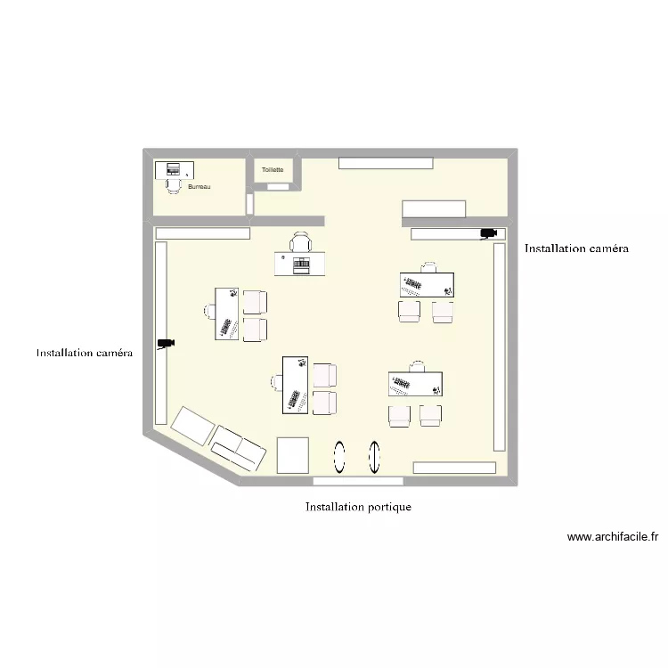 Installation syst&egrave;me de s&eacute;curit&eacute;. Plan de 3  et 88 m²