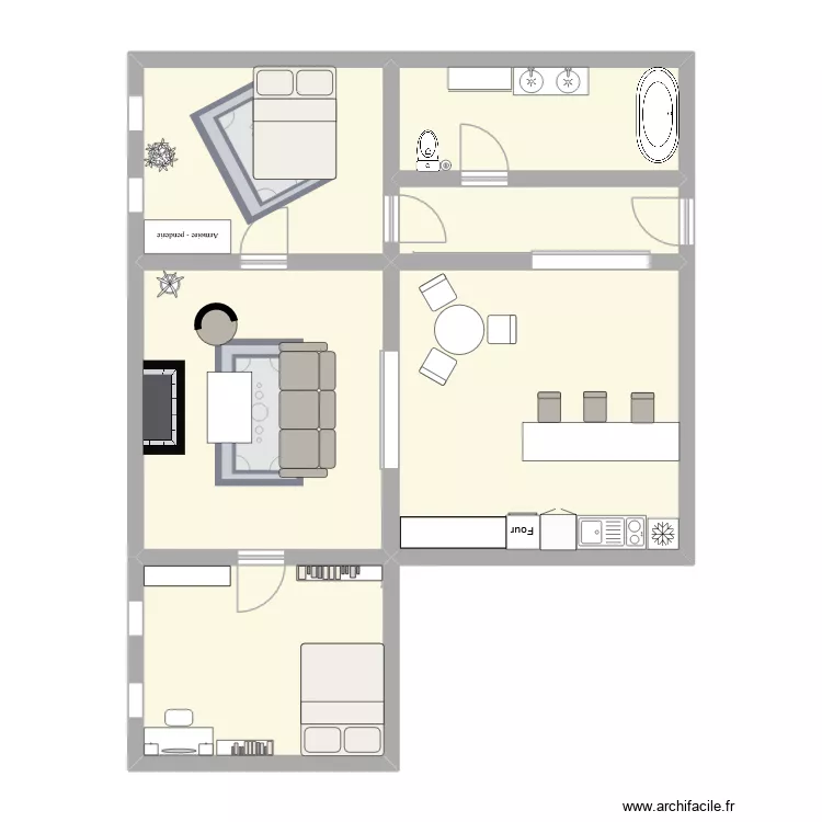 Appart onyx. Plan de 6 Pièces et 82 m²