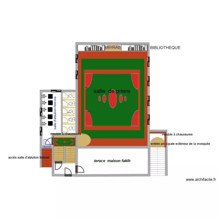 mosquee. Plan de 1 pièce et 9 m² mosquee. Plan de 1 pièce et 9 m²