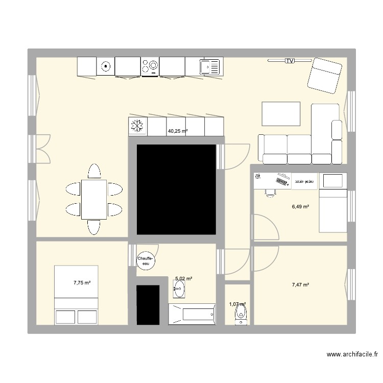 Académie (avant). Plan de 8 pièces et 76 m2