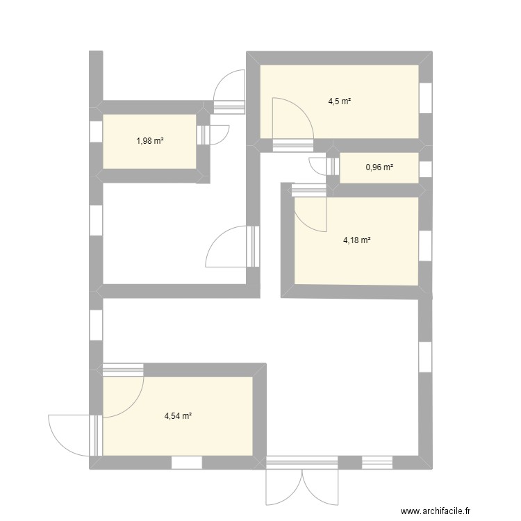roche. Plan de 5 pièces et 16 m2