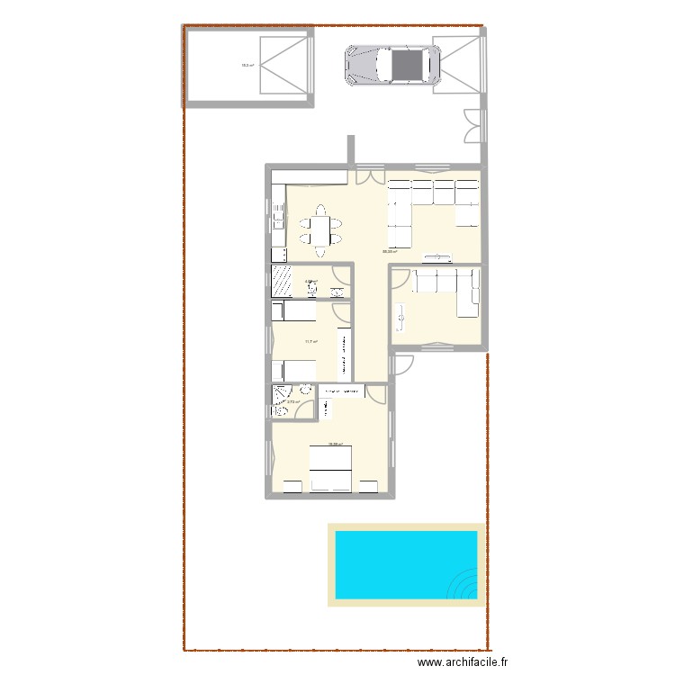 villa jerba 2. Plan de 6 pièces et 109 m2