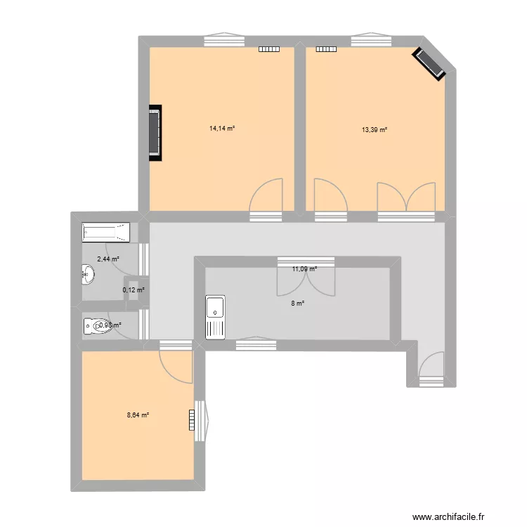 APPART. Plan de 8  et 59 m²