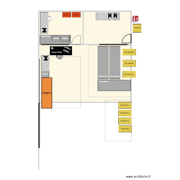 Zone Dispatch & Contrôle. Plan de 4 pièces et 67 m2