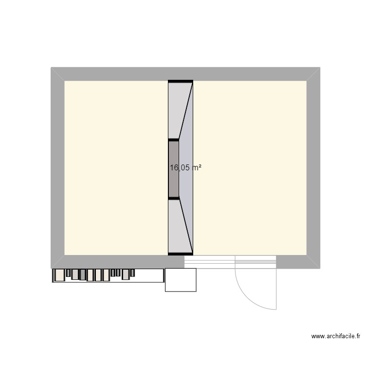 coin vario. Plan de 1 pièce et 16 m2