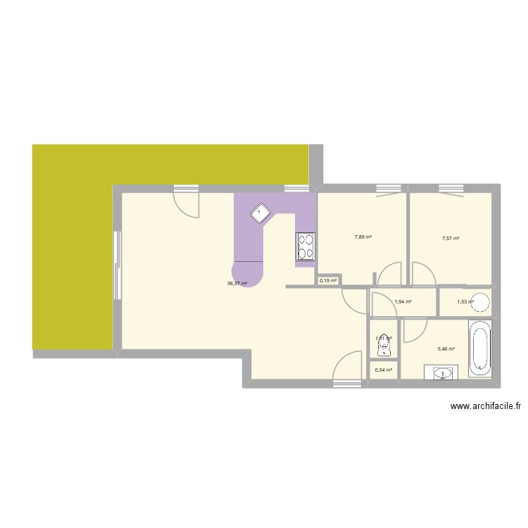 la seyne avec terrasse. Plan de 9 pièces et 63 m2