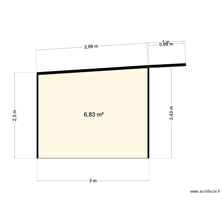 abrichevalcoupe. Plan de 1 pièce et 7 m2