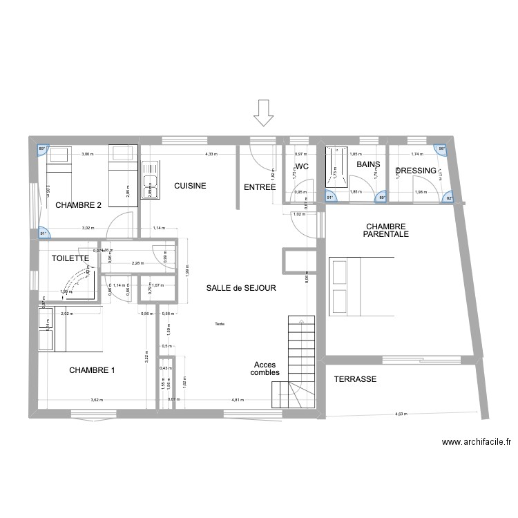 Extention Katia 4. Plan de 6 pièces et 73 m2