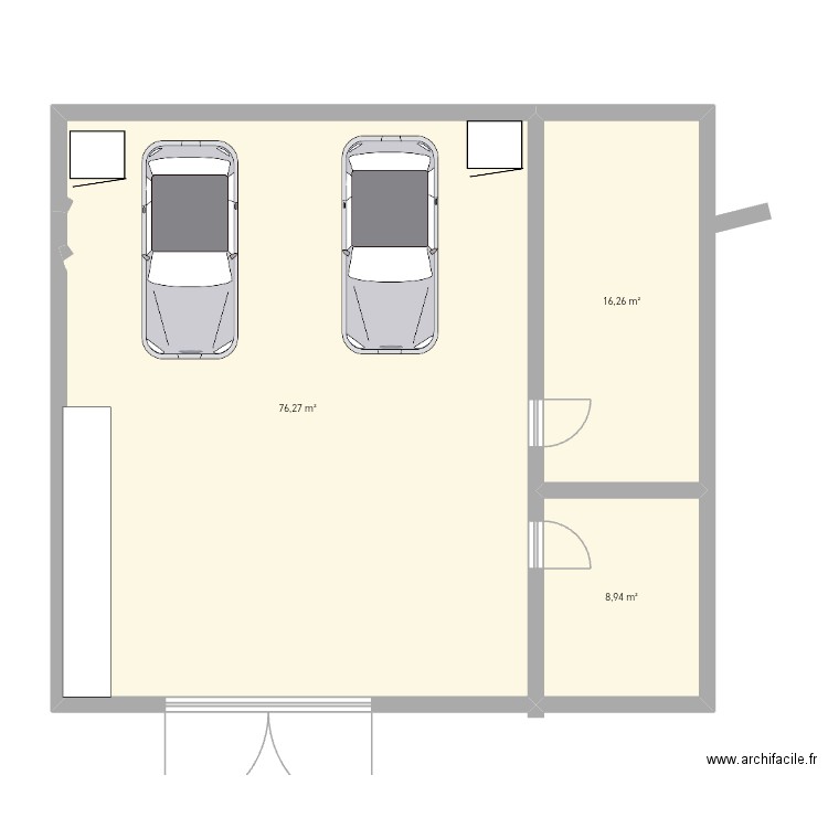 Garage. Plan de 3 pièces et 101 m2