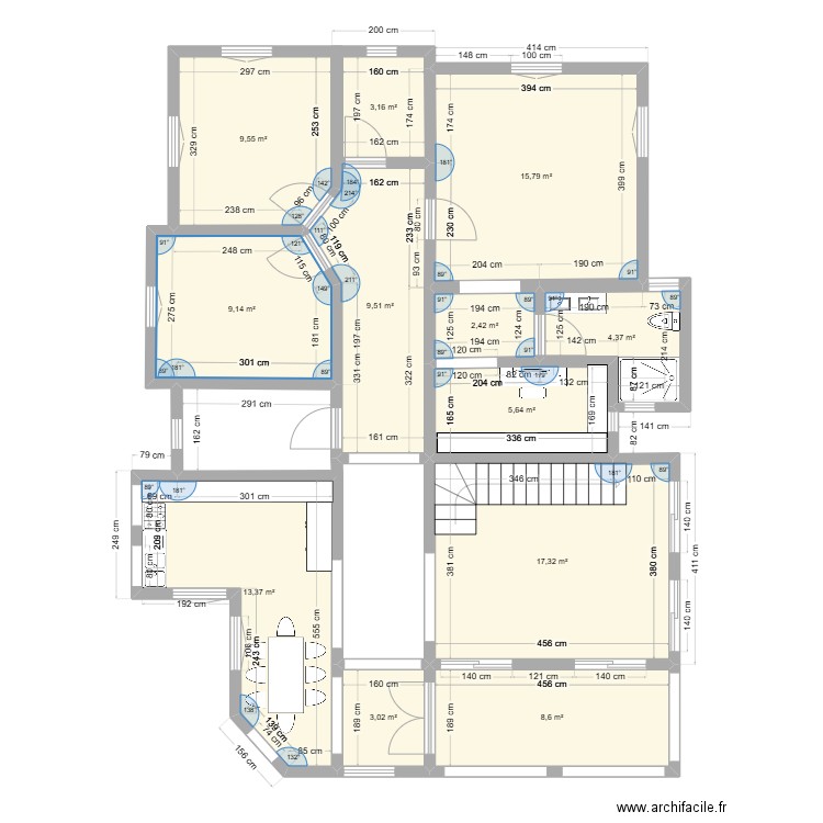 plant mv. Plan de 12 pièces et 102 m2