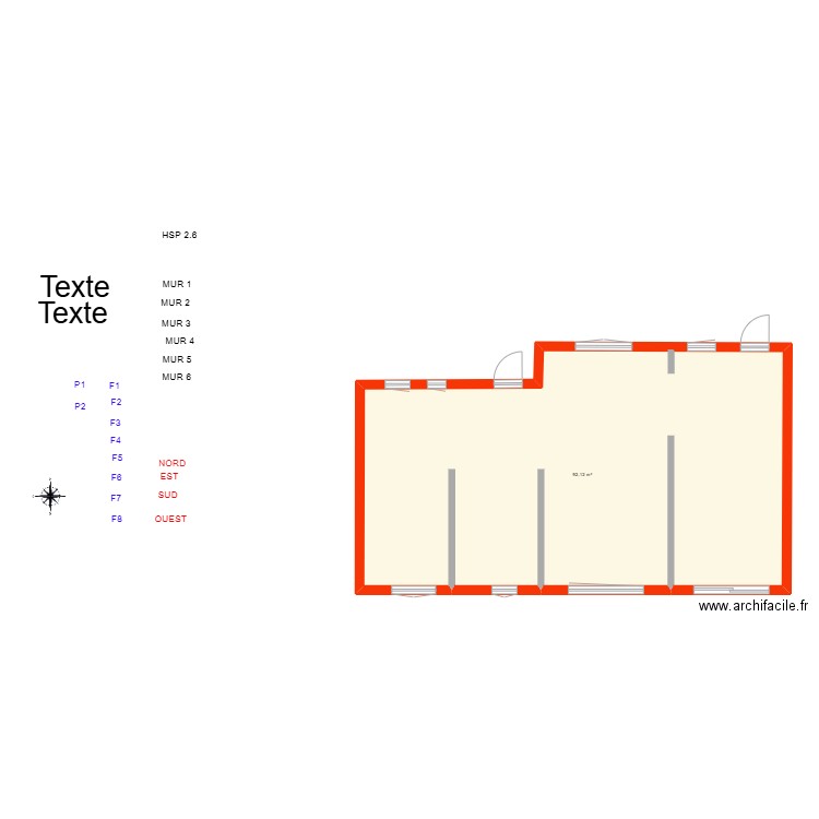 SUZENET_ Existant. Plan de 1 pièce et 92 m2