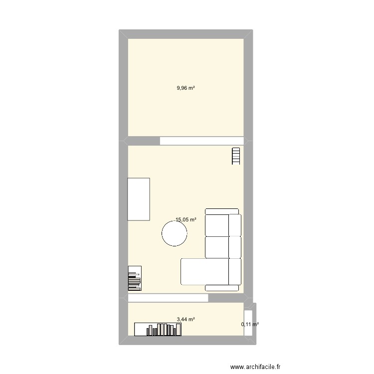 Salle du bas. Plan de 4 pièces et 29 m2