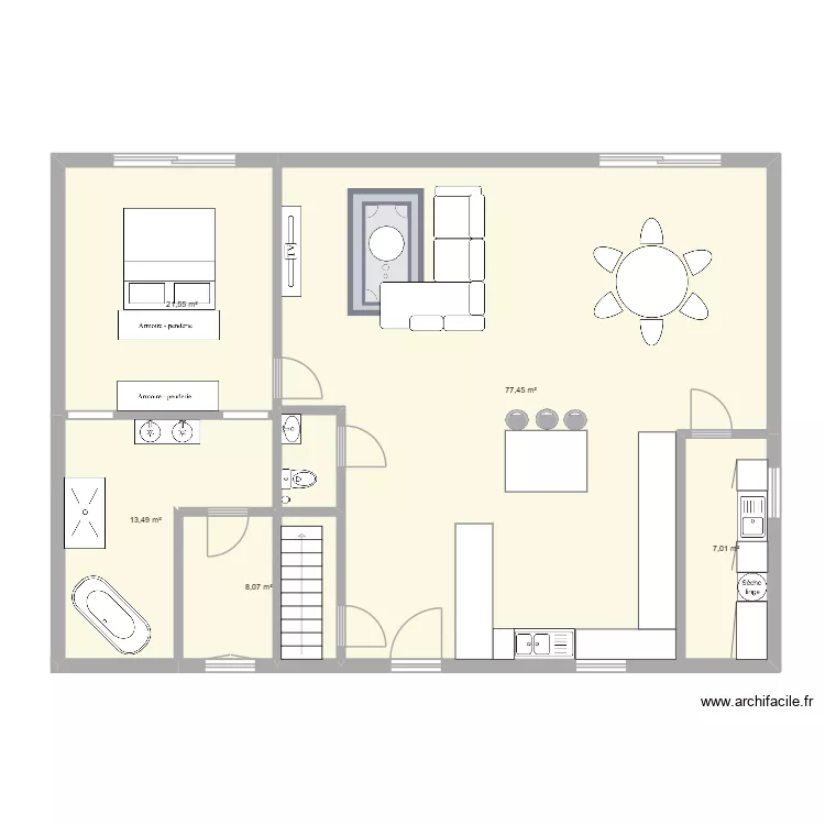Projet Tancr&eacute;mont. Plan de 5  et 128 m²