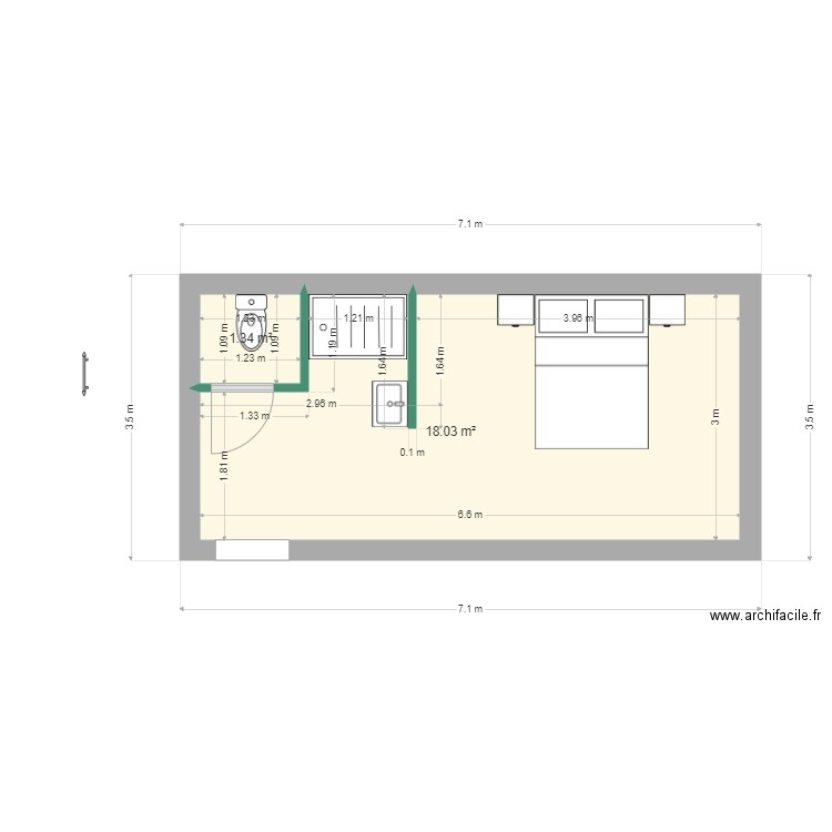 gauthier ponsat 2. Plan de 2 pièces et 19 m2