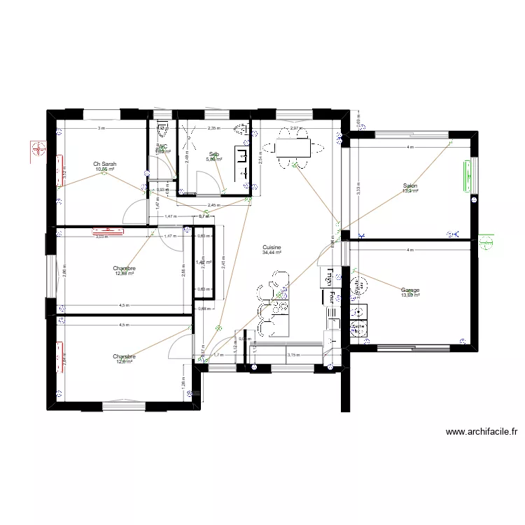 Maison Yamna et Fabien SAS MOBA. Plan de 