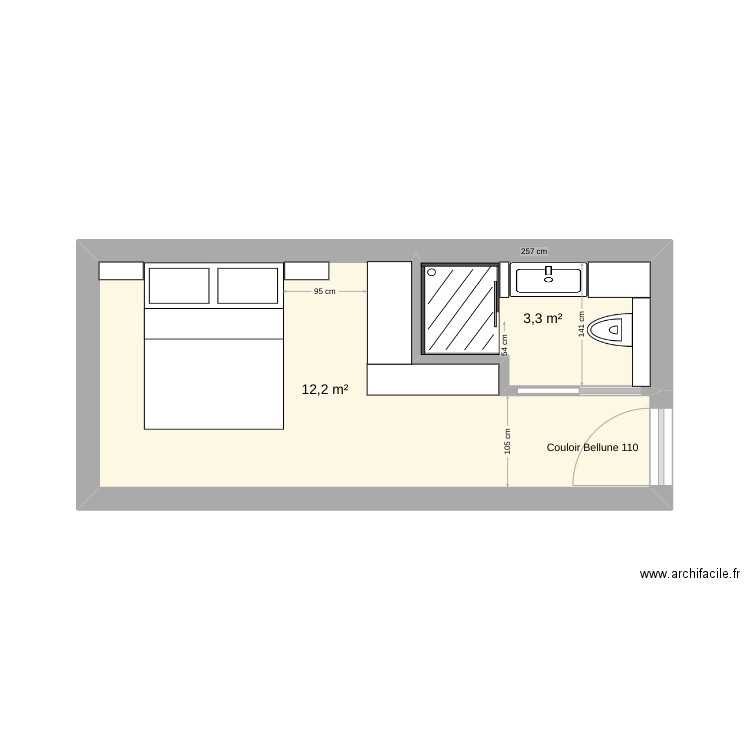 PLAN CHAMBRE TYPE BELLUNE V4. Plan de 0 pièce et 0 m2