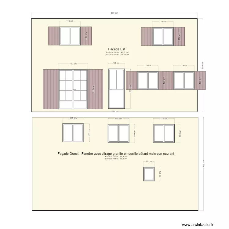 Facade D&eacute;pendance . Plan de 