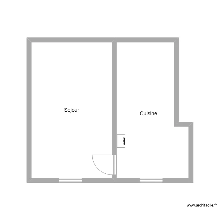 Plan Logt Cimeti&egrave;re. Plan de 2 pièces et 23 m²